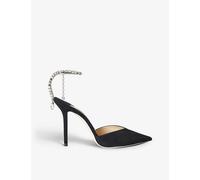 Jimmy Choo Womens Black/crystal Saeda Heeled Suede Courts Eur 36.5 / 3.5 Uk Women