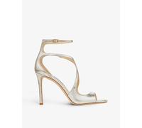 Jimmy Choo Womens Champagne Azia Strappy 95 Glitter-effect Leather Heeled Sandals Eur 37.5 / 4.5 Uk Women
