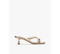 Jimmy Choo Womens Gold Etana 50 Leather Heeled Mules Eur 37.5 / 4.5 Uk Women