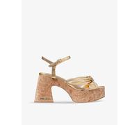 Jimmy Choo Womens Gold Heloise 95 Leather Platform Sandals Eur 40 / 7 Uk Women