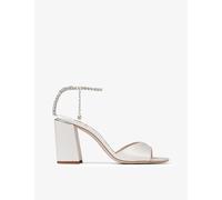 Jimmy Choo Womens Ivory/crystal Saeda 85 Crystal-embellished Satin Heeled Sandals Eur 36 / 3 Uk Women