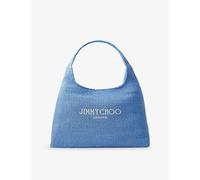 Jimmy Choo Womens Jimmy Choo Beach Diamond Logo-Embroidered Hobo Raffia Bag Ocean Blue/Ecru 1 Size