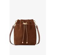Jimmy Choo Womens Jimmy Choo Cinch Mini Suede Top-Handle Bucket Bag Tan/Gold 1 Size