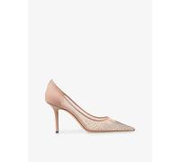 Jimmy Choo Womens Jimmy Choo Love 85 Crystal-Embellished Mesh Heeled Courts Ballet Pink Eur 36 / 3 UK Women