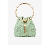 Jimmy Choo Womens Jimmy Choo Micro Bon Bon Satin and Lace Mini Bucket Bag Verde/Light Gold 1 Size