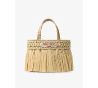 Jimmy Choo Womens Jimmy Choo Mini Beach Woven Raffia Tote Bag Natural/Light Gold 1 Size