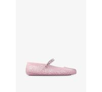 Jimmy Choo Womens Jimmy Choo The Jelly Glittered Jelly Ballet Flats Cotton Candy/Silver Eur 40 / 7 UK Women