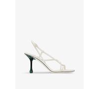 Jimmy Choo Womens Latte/malachite Etana 80 Leather Heeled Sandals Eur 36.5 / 3.5 Uk Women