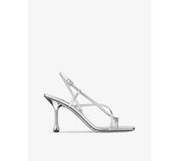 Jimmy Choo Womens Silver Etana 80 Leather Heeled Sandals Eur 40 / 7 Uk Women