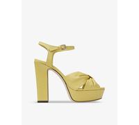 Jimmy Choo Womens Sunbleached Yellow Heloise 120 Knotted-strap Leather Platform Heels Eur 38.5 / 5.5 Uk Women