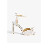 Jimmy Choo Womens White/white Sacora 100 Pearl-embellished Satin Sandals Eur 34.5 / 1.5 Uk Women