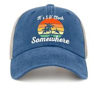 Jimmy Hat 5 Oclock Somewhere Hat It is 5 Oclock Somewhere Hat Trucker Hat Men Vintage Mesh Cap for Summer, Lake Blue, One size
