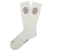 Jimmy Lion Frida Pink Combed Cotton Half Sock Sizes 36-40 | 41-46 Mid Calf, Athletic Frida Calavera - White, 41-46