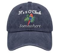 Jimmy Music Buffett Accessories Hats Its 5 Oclock Some Where Baseball Cap Mom Hat Pigment Black Womens Bucket, Navy Blue, One size
