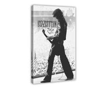 Jimmy Page Guitarist Led Poster & Zeppelin Band Wall Art Deco Poster Canvas Poster Bedroom Decor Sports Landscape Office Room Decor Gift Frame-style 12x18inch(30x45cm)