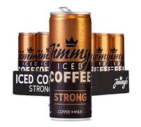 Strong by Jimmy's Iced Coffee | Extra Shot Strong Espresso Flavour | Multipack of 12 x 250ml SlimCans | Flat White Cold, Brewed Coffee with Rainforest Alliance Single Origin Arabica Coffee Beans
