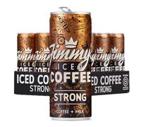 Strong by Jimmy's Iced Coffee | Extra Shot Strong Espresso Flavour | Multipack of 12 x 250ml SlimCans | Flat White Cold, Brewed Coffee with Rainforest Alliance Single Origin Arabica Coffee Beans