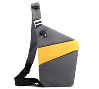 JIMNOO Peaksta Slim Carry, Multi-Functional Anti Theft Crossbody Shoulder Bag, Durable & Waterproof Oxford Cloth(Dark gray yellow,Right Shoulder)