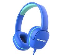Jimonyer Kids Headphones, V3 Wired Foldable Stereo Tangle-Free 3.5mm Jack Cord On-Ear Headset for Children, Teens, Boys, Girls, Smartphones, School, Kindle, Airplane Travel, Plane,Tablet (Blue)