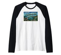 Jimothy Columbia River Oregon Vintage Postcard Raglan Baseball Tee