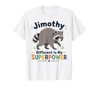 Jimothy Different is My Superpower Cartoon Raccoon Value Graphic T-Shirt