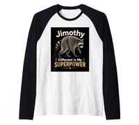Jimothy Different is My Superpower Funny Raccoon Raglan Baseball Tee