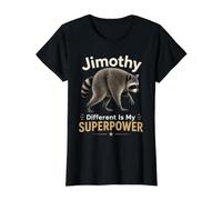 Jimothy Different is My Superpower Funny Raccoon Value Graphic T-Shirt, Women, Black, M