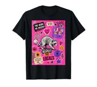 Jimothy Respect the Locals Punk Pop Collage Raccoon Seattle Value Graphic T-Shirt, Men, Black, L
