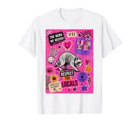 Jimothy Respect the Locals Punk Pop Collage Raccoon Seattle Value Graphic T-Shirt, Men, White, XL