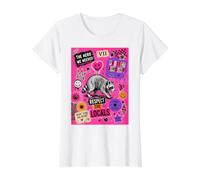 Jimothy Respect the Locals Punk Pop Collage Raccoon Seattle Value Graphic T-Shirt, Women, White, XS
