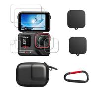 JIMOVA for Insta 360 Ace Pro 2 Accessories, PU Portable Mini Carrying Bag Case, Lens Screen Protectors (6 Pack) Compatible with Insta360 Ace Pro 2, Rubber Lens Cap Cover for Insta 360 Action Camera