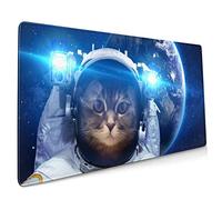 JIMOWANG Aesthetic Funny Space Cat Extended Gaming Mouse Pad Large Desk Mat with Non-Slip Rubber Base Keyboard Mouse Mat Desk Pad for Work, Game, Office, Home 35.5 x 16 Inches