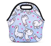 JIMOWANG Alpaca Heart Cute Neoprene Lunch Bag Reusable Lunch Box Insulated Lunch Bags Tote Cartoon Thermal Picnic Waterproof Lunch Handbag