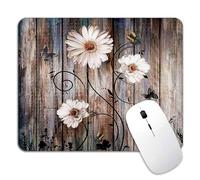 JIMOWANG Butterfly Daisy on Wooden Design Gaming Mouse Pad Smooth Surface Mousepad Rubber Mouse Pads 9.5 x 7.9 Inch
