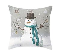 JIMOWANG Christmas Snowman with White Snow Throw Pillow Case Modern Cushion Cover Square Pillow Cover Decoration for Sofa Bed Chair Car 18 x 18 Inches