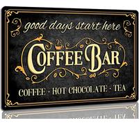 JIMOWANG Coffee Bar Sign Hot Chocolate and Tea Vintage Metal Plaque Signs for Kitchen Cafe Pub Home Coffee Station Decor 8 x 12 Inch