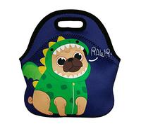JIMOWANG Cute Cartoon Pug Neoprene Lunch Bag Reusable Insulated Lunch Box Tote Thermal Picnic Waterproof Lunch Handbag