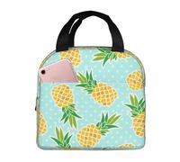 JIMOWANG Cute Pineapple Portable Lunch Bag Compact Tote Bag Reusable Lunch Box Container for School Office Work