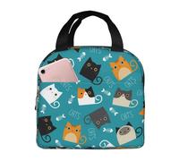 JIMOWANG Funny Cats Portable Lunch Bag Compact Tote Bag Reusable Lunch Box Container for School Office Work