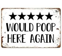 JIMOWANG Funny Five Star Rating Bathroom Sign Decor Indoor Outhouse Bathroom Door Wall Art 8 x 12 Inches