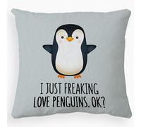 JIMOWANG Funny Penguin Love Throw Pillow Case Modern Cushion Cover Square Pillow Cover Decoration for Sofa Bed Chair Car 18 x 18 Inches