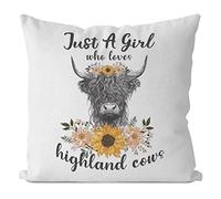 JIMOWANG Highland Cow Throw Pillow Case Modern Cushion Cover Square Pillow Cover Decoration for Sofa Bed Chair Car 18 x 18 Inch
