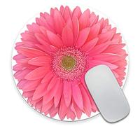 JIMOWANG Isolatd Bright Pink Gerbera Daisy Flower Mouse Pad for Desk with Non-Slip Rubber Base Office Computer Round Mouse Mat for Home Office Desk Accessories