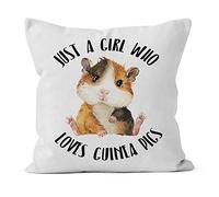 JIMOWANG Just A Girl Who Loves Guinea Pigs Throw Pillow Case Modern Cushion Cover Square Pillow Cover Decoration for Sofa Bed Chair Car 18 x 18 Inches