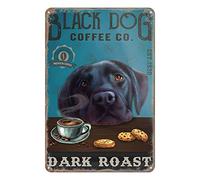JIMOWANG Retro Metal Sign - Labrador Retriever Dog Dark Roast Rustic Vintage Home Kitchen Bar Cafe Club Cave Wall Decor - 8 x 12 Inches