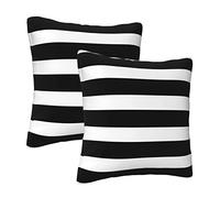 JIMOWANG Stripe Black and White Throw Pillow Case Modern Cushion Cover Set of 2 Square Pillow Cover Decoration for Sofa Bed Chair Car 18 x 18 Inch
