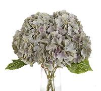 Jim's Cabin 2Bouquets Artificial Flowers Silk Hydrangea Arrangements with 5 Big Heads Fake Flower Bunch Bouquet for Home Wedding Party Decor DIY(Mint Green)