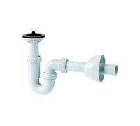 Jimten Kitchen Bathroom Sink Waste P Trap Kit White Polypipe With Sink Strainer & Plug