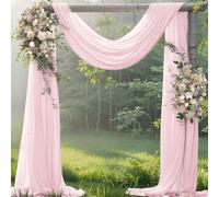 Jimtx Blush Pink Wedding Arch Draping Fabric 29" x 20Ft Pink Sheer Drapery 1 Panel Fabric Gauze Outdoor Curtain for Romantic Wedding Party Easter Ceremony Baby Bridal Shower Arch Backdrop Decor