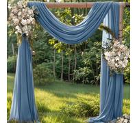 Jimtx Dusty Blue Wedding Arch Draping Fabric 29" x 20Ft Sheer Drapes 1 Panel Fabric Gauze Outdoor Curtain for Wedding Party Easter Ceremony Baby Boy Bridal Shower Ceiling Backdrop Decor